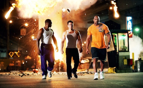 THREE KINGS: Adrian (Anthony Mackie), Daniel (Mark Wahlberg) and Paul (Dwayne Johnson) seek to improve their lots in life in Pain &amp; Gain. (Photo: Paramount)