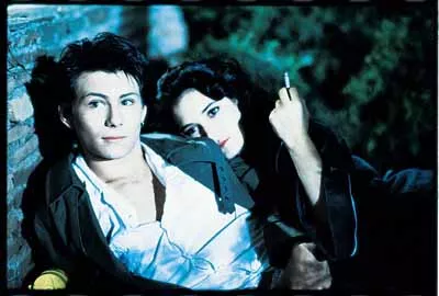 TOO COOL FOR SCHOOL: J.D. (Christian Slater) and Veronica (Winona Ryder) are smokin' in Heathers.
