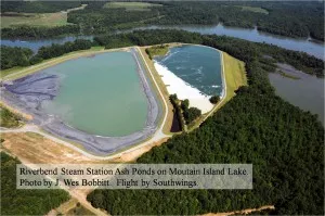 Two of the Charlotte-area's unlined, hazardous coal ash ponds.