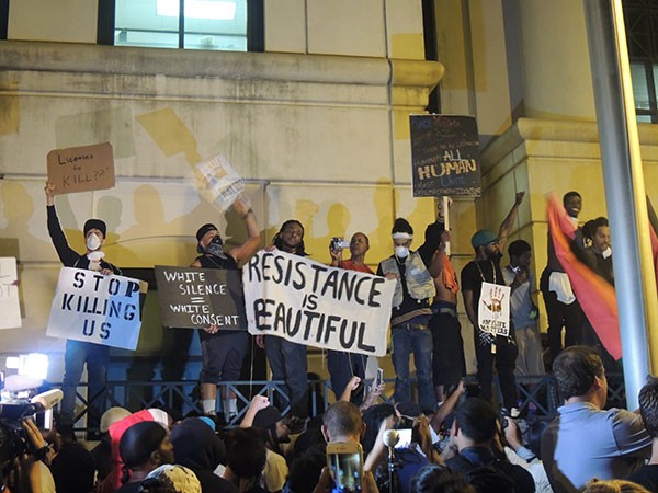 Protesters took to the Charlotte streets in September 2016. (Photo by Ryan Pitkin)