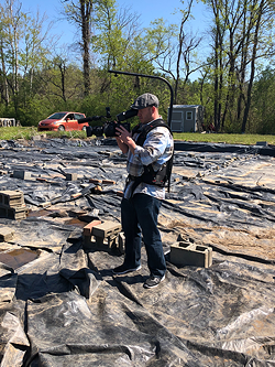 Andrew Gillen films at Berry site in Morganton. (Photo by Andrew Gillen)