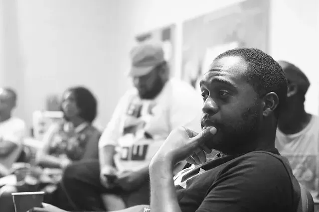 Dammit Wesley at a "Let's Talk, Dammit" event. (Photo by Carey J. King)