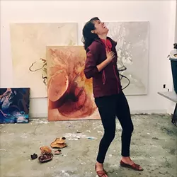 Katie St. Clair in her studio (Photo by Jennifer Garcia Peacock)