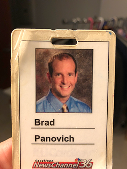 Panovich still has the badge made on his first day at WCNC on Jan. 1, 2003.