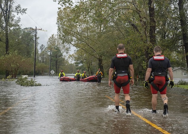 Rescuers carry out efforts in Elizabeth City following Hurricane Florence. (Photo by Dustin Williams/USCG)