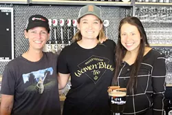 (From left) Owner Carol Waggener, brewmaster Carli Smith and Opera Carolina marketing manager Stephanie Vitale.