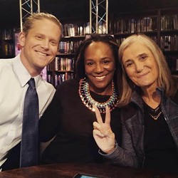 James Tyson (left) and Bree Newsome (center) pose with Amy Goodman of Democracy Now! - PHOTO COURTESY OF JAMES TYSON