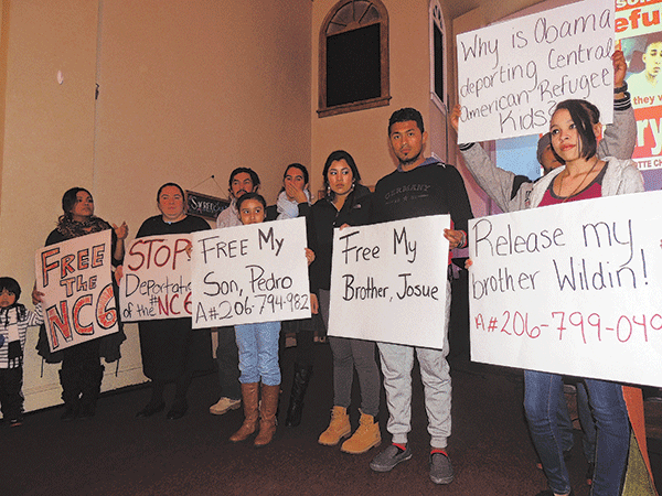 Families of the North Carolina teens being held in Atlanta gathered recently at MissionGathering church in Noda. (Photo by Ryan Pitkin)