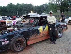 Jamie Starks with the Tommy's Pub street stock car he drove in 2007.