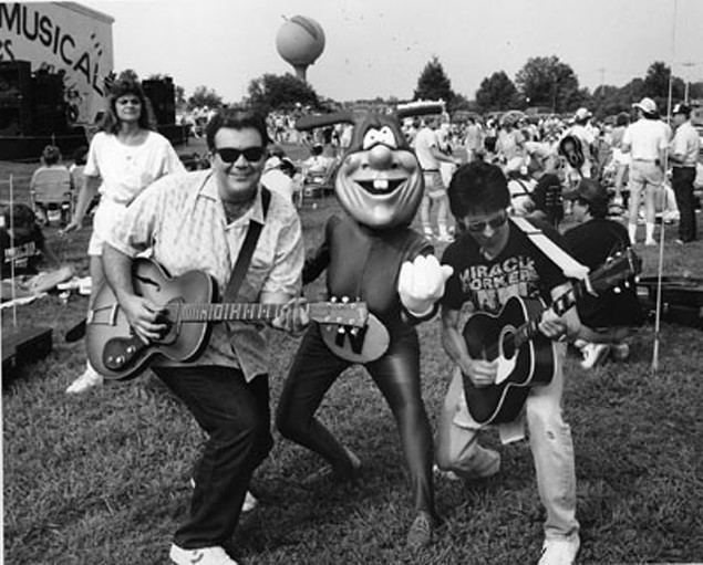 Grooms (left) and CL music editor Fred Mills rock out in the Loaf's early years.
