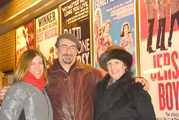 With daughter Ilana (left) and wife Sue at Schubert Alley on Broadway in New York