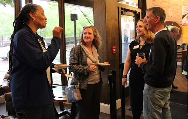 Fiona Morgan [second from right] at a launch event in Durham.