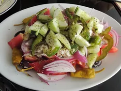 The village “xopiatikh” salad is a good place to start.