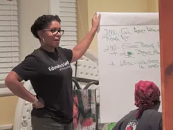 Patrice Funderburg leads a discussion on 'The New Jim Crow.' (Photo by Ryan Pitkin)