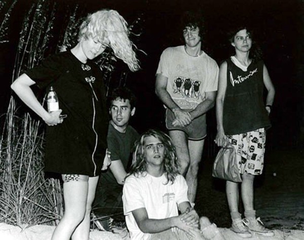 Hope Nicholls (left) with Fetchin' Bones sometime in the late '80s. (Photo by Allison Durham) Pictured in the podcast window: Hope hangs with one of her pups in her Plaza Midwood boutique, Boris & Natasha, during a 'CL' interview in 2017. (Photo by Ryan Pitkin)