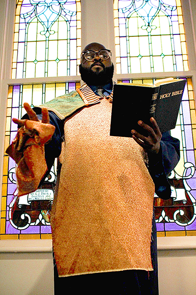 Preacher Talley testifies. (Photo by Jamar Bleusol Caldwell)