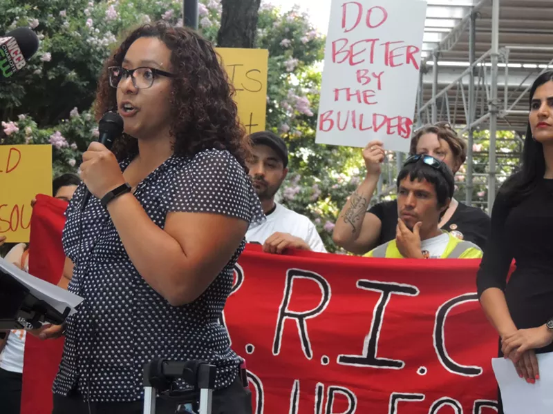 Jackie Cornejo speaks at the June 26 press conference. (Photo by Ryan Pitkin)