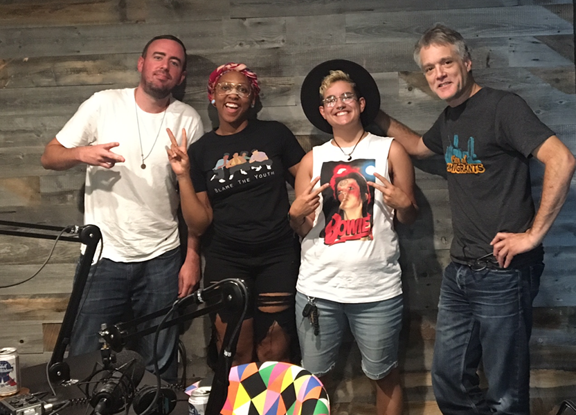 Daniel (second from left) arrived at CL's 'Local Vibes' podcast the morning after the shoot showing off her freshly Band-Aided nose. Listen to the podcast here. (Amber Daniel and Francisco Gomez are flanked by CL's Ryan Pitkin and Mark Kemp)