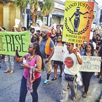 #BlackLivesMatter marchers speak outside of Confederate Museum