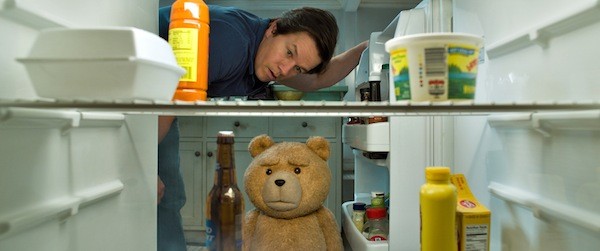 Mark Wahlberg and the Seth MacFarlane-voiced bear in Ted 2 (Photo: Universal)