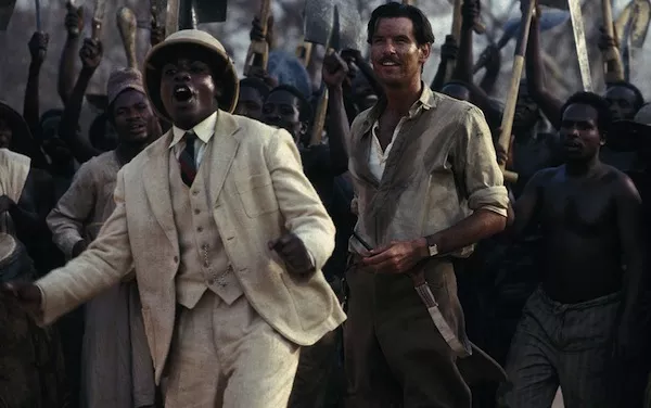 Maynard Eziashi and Pierce Brosnan in Mister Johnson (Photo: Criterion)