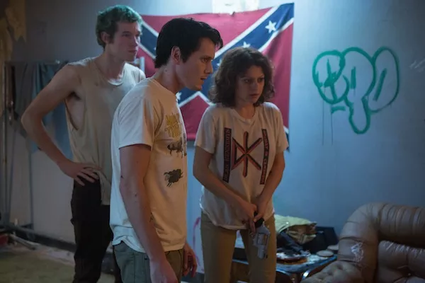 Callum Turner, Anton Yelchin and Alia Shawcat in Green Room (Photo: A24)