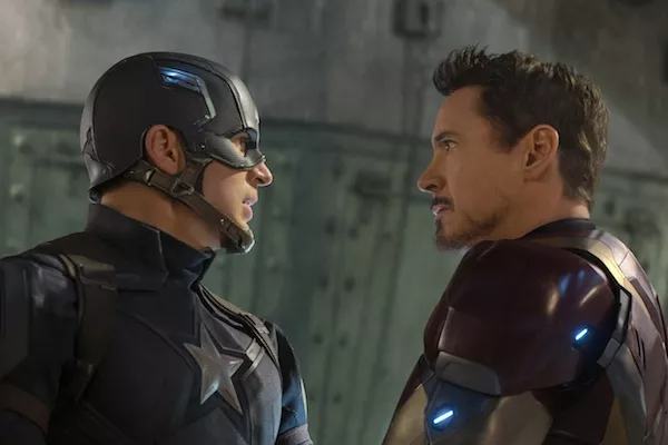 Chris Evans and Robert Downey Jr. in Captain America: Civil War (Photo: Marvel & Disney)