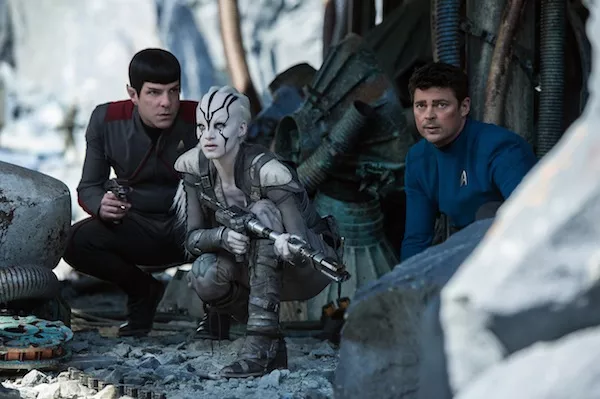 Zachary Quinto, Sofia Boutella and Karl Urban in Star Trek Beyond (Photo: Paramount)