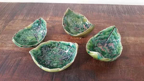Small leaf bowls by local potter Paula Smith at Lark & Key.