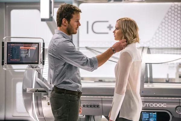 Chris Pratt and Jennifer Lawrence in Passengers (Photo: Columbia)