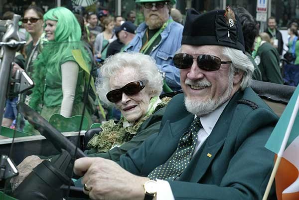 Mary Virginia and son Keegan Federal Jr. bask in the glory of the St. Patrick's Day Parade