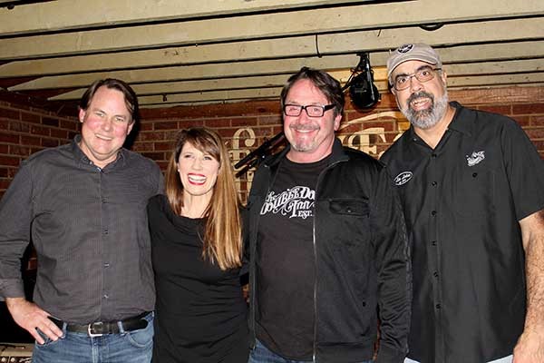 The film crew (from left): Bludsworth, Brattain, Fitts, and author Jay Ahuja. - DANIEL COSTON