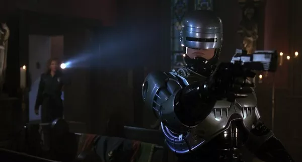 Nancy Allen and Robert John Burke in RoboCop 3 (Photo: Shout! Factory & MGM)