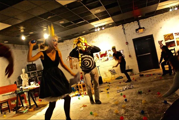 Kadey Ballard, Cosper and Adam Griffin get absurdist in Ubu Roi. (Photo by XOXO)