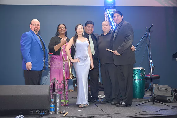 Furia Tropical (from left): singer Sendy Mendez, trombonist Jolanta Wilson, singer Natalia Raigosa, Jose Ayala, lead singer Fredy Suarez, and percussionist Ricardo Ortega. (Not pictured: Bernard Torres, Bryan Torres and Kairy Bautista.)