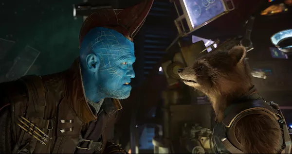 Michael Rooker and Rocket Raccoon in Guardians of the Galaxy Vol. 2 (Photo: Marvel)