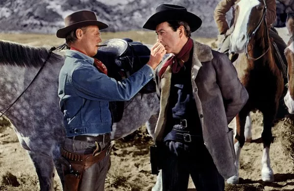 Richard Widmark and Robert Taylor in The Law and Jake Wade (Photo: Warner Archive Collection)