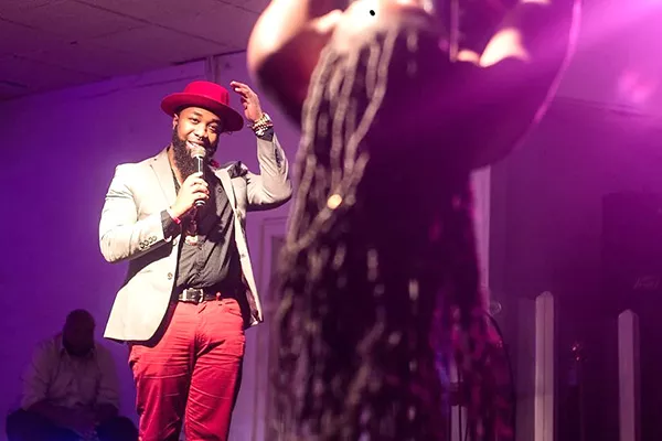 Iz-Real the Poet and Teisha Fox collaborate on erotic art. (Photo by Tyrone Combs)