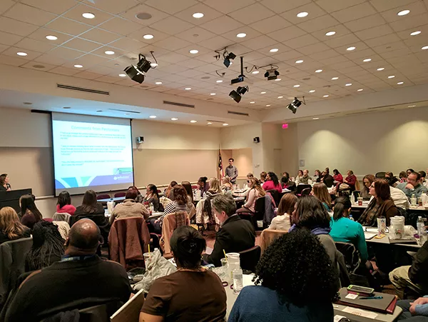 More than 100 people showed up at the Charlotte-Mecklenburg Government Center on January 19 for a domestic violence conference titled, “Building Bridges for Family Justice.” (Photo by Ryan Pitkin)