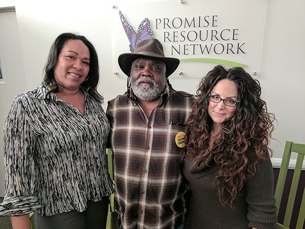 [From left] Gensie Baker, James Searcy and Cherene Caraco with Promises Resource Network.