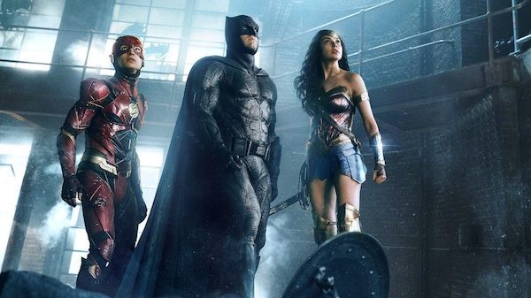 Ezra Miller, Ben Affleck and Gal Gadot in Justice League (Photo: Warner & DC)