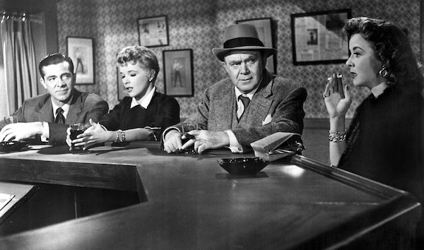 Dana Andrews, Sally Forrest, Thomas Mitchell and Ida Lupino in While the City Sleeps (Photo: Warner)