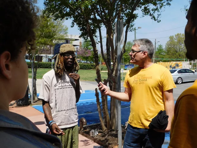 Tizzy tells me about his super-heroic plans for the New Era fest. (Photo by Dana Vindigni)