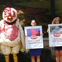 Activists and Abby, a big bird with big problems, visit Uptown Harris Teeter