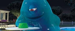 DREAMWORKS ANIMATION - WHAT'S SHAKING?: B.O.B. (Seth Rogen) puts the moves on a mound of gelatin in Monsters vs. Aliens.