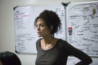 ... while Mariane Pearl (Angelina Jolie) copes with an unfolding tragedy in A Mighty Heart