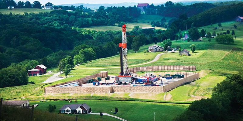Marcellus Shale Documentary Project A gas-drilling rig in Hopewell Township area of Washington County. Nearby residents complained of extreme noise, seismic activity, and dust from truck traffic along with polluted air and water. June 21, 2010. Scott Goldsmith