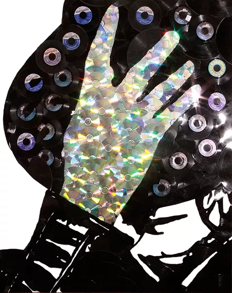 A portrait of Michael Jackson from Greg Frederick's Vinyl Pop Art series.