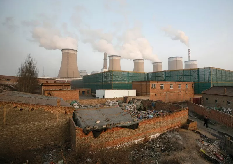 A power plant on the outskirts of Datong, Shanxi province, in china.