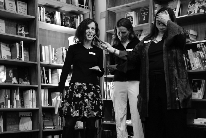 Alison Gaylin, Erin Quinn, and Nina Shengold at the Opening Words reading at Inquiring Minds in New Paltz on May 19.